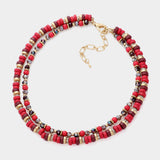 Wood Faceted Beaded Layered Necklace