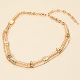 Bar Metal Charm Beaded Layered Necklace