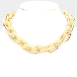Resin Metal Open Oval Link Necklace