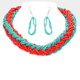 Braided Two Tone Seed Beaded Necklace