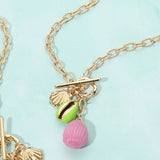 Enamel Sea Shell Puka Shell Toggle Pendant Necklace