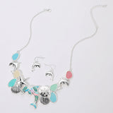 Sea Glass Dolphin Metal Seashell Sand Dollar Starfish Embellished Necklace