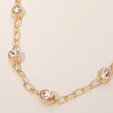 Oval Teardrop Square Stone Bezel Link Necklace