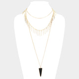Layered Natural Stone Pendant Necklace