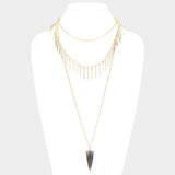 Layered Natural Stone Pendant Necklace