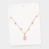 Teardrop Pendant Metal Disc Necklace