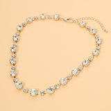Alternating Round Stone Link Statement Necklace