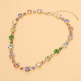 Alternating Round Stone Link Statement Necklace