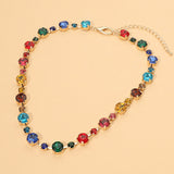 Alternating Round Stone Link Statement Necklace