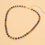 Round Stone Link Statement Necklace