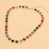 Round Stone Link Statement Necklace