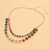Round Stone Layered Statement Necklace