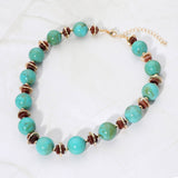 Abstract Marbled Resin Ball Beaded Necklace