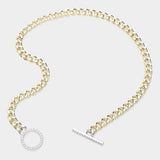 14K Gold Plated CZ Stone Paved Toggle Necklace