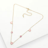 Enamel Heart Stone Bezek Station Necklace