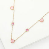 Enamel Heart Stone Bezek Station Necklace