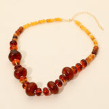Women's Chunky Marbled Round Beaded Statement Necklace