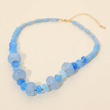 Women's Chunky Marbled Round Beaded Statement Necklace