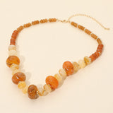 Women's Chunky Marbled Round Beaded Statement Necklace