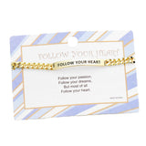 FOLLOW YOUR HEART Curve Metal Rectangle Bar Message Bracelet