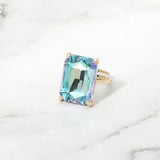 Bold Emerald Cut Stone Cluster Accent Adjustable Ring