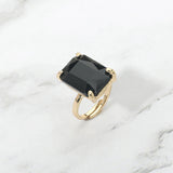 Bold Emerald Cut Stone Cluster Accent Adjustable Ring