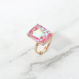 Bold Emerald Cut Stone Cluster Accent Adjustable Ring