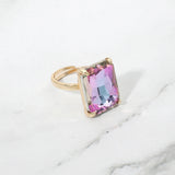 Bold Emerald Cut Stone Cluster Accent Adjustable Ring