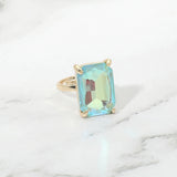 Bold Emerald Cut Stone Cluster Accent Adjustable Ring