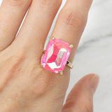 Bold Emerald Cut Stone Cluster Accent Adjustable Ring