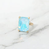 Bold Emerald Cut Stone Cluster Accent Adjustable Ring