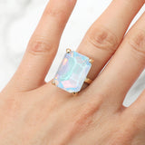 Bold Emerald Cut Stone Cluster Accent Adjustable Ring