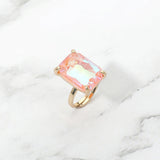 Bold Emerald Cut Stone Cluster Accent Adjustable Ring