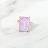 Bold Emerald Cut Stone Cluster Accent Adjustable Ring