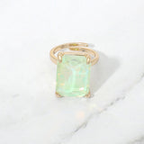 Bold Emerald Cut Stone Cluster Accent Adjustable Ring