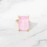 Bold Emerald Cut Stone Cluster Accent Adjustable Ring