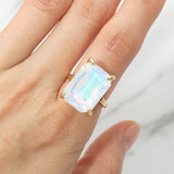 Bold Emerald Cut Stone Cluster Accent Adjustable Ring