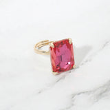 Bold Emerald Cut Stone Cluster Accent Adjustable Ring