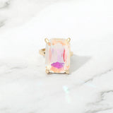 Bold Emerald Cut Stone Cluster Accent Adjustable Ring