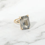 Bold Emerald Cut Stone Cluster Accent Adjustable Ring