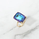 Bold Emerald Cut Stone Cluster Accent Adjustable Ring