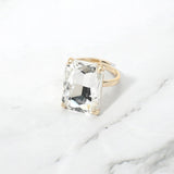 Bold Emerald Cut Stone Cluster Accent Adjustable Ring