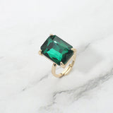 Bold Emerald Cut Stone Cluster Accent Adjustable Ring