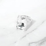 Bold Emerald Cut Stone Cluster Accent Adjustable Ring