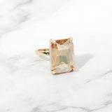 Bold Emerald Cut Stone Cluster Accent Adjustable Ring