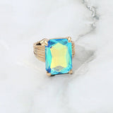 Women's Emerald Cut Stone Adjustable Ring