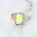 Women's Emerald Cut Stone Adjustable Ring