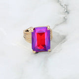 Women's Emerald Cut Stone Adjustable Ring