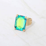 Women's Emerald Cut Stone Adjustable Ring