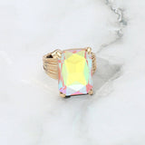 Women's Emerald Cut Stone Adjustable Ring